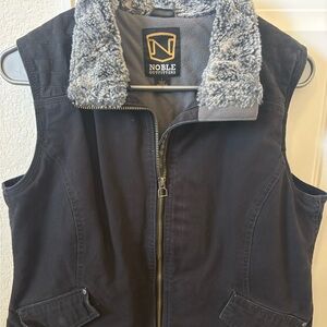 Noble Outfitters Black Vest with Gray Faux Fur Lining